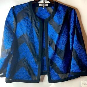 Kasper Jacket Waist Length Blue & Black Partial Sheer.